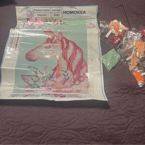 Diamond Painting Unicorn Kit Partial 13x9